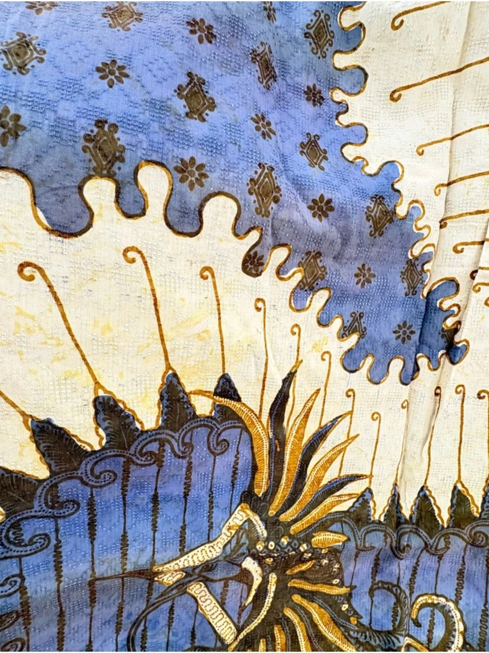 Brand New! Direct from Bali Stunning Krisna Blue & Gold Sarong Sarung